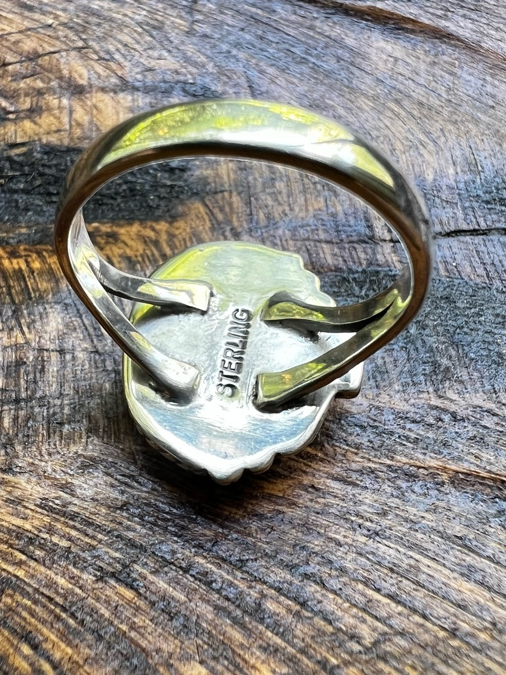 Sterling Silver Kingman Turquoise Ring Lightning Bolt Size 10 - Picture 5 of 11